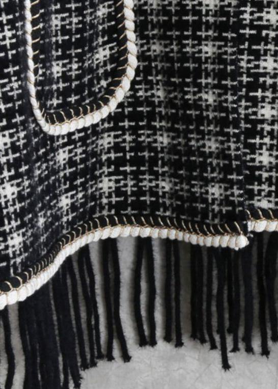 Cute knitwear trendy plus size black Batwing Sleeve Tassel knit coats - SooLinen