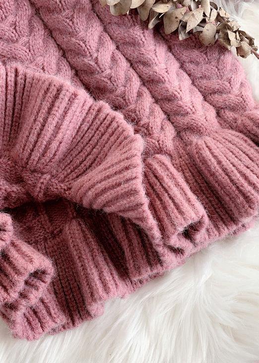 Cute pink Sweater weather Refashion o neck thick Ugly fall sweater dress - SooLinen