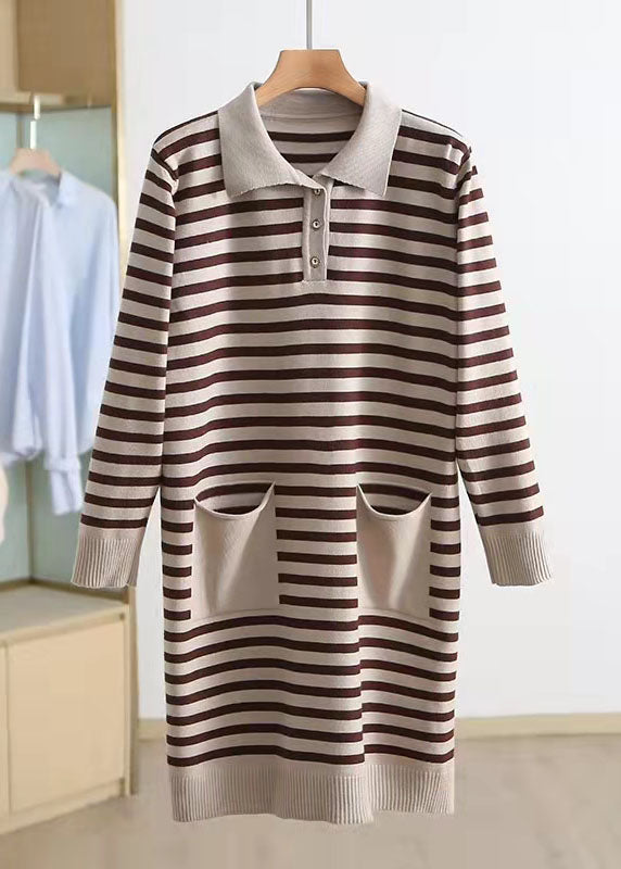 Süßes schwarz gestreiftes Pullover-Strickmuster, Upcycle-POLO-Kragen, übergroße Winterstrickmode