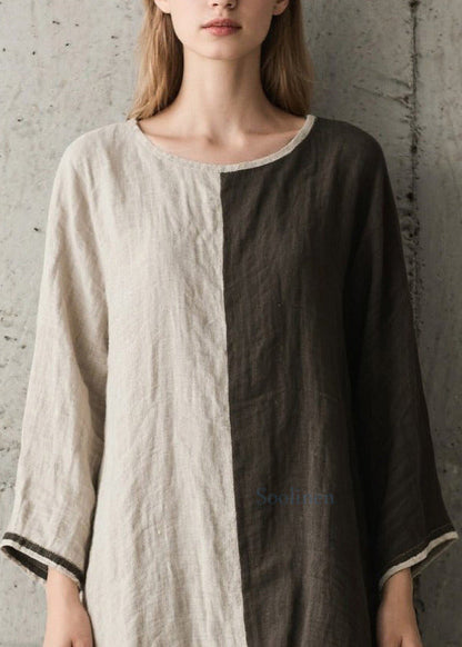 DIY Asymmetrisches Patchwork-Baumwollkleid mit niedrigem und hohem Bund (Frühling)