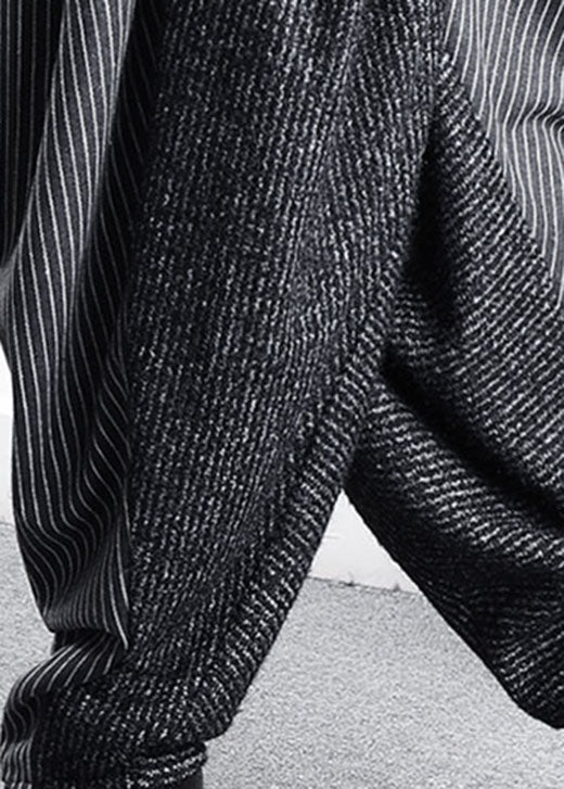 DIY Schwarz Grau Patchwork Gestreift asymmetrisches Design Winterhose