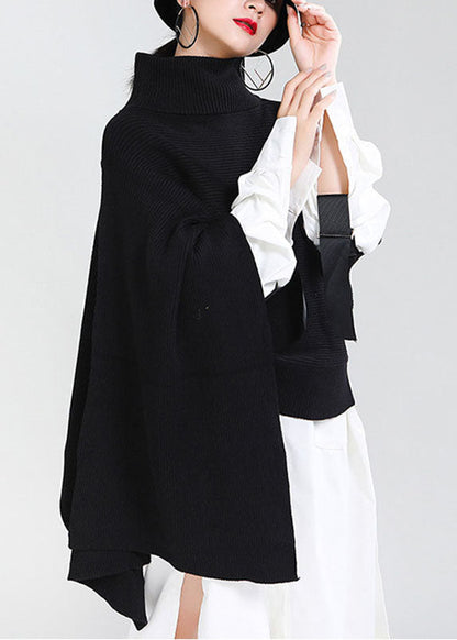 DIY Schwarzer lockerer Rollkragenpullover für den Herbst