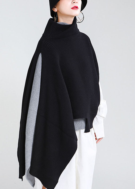 DIY Schwarzer lockerer Rollkragenpullover für den Herbst