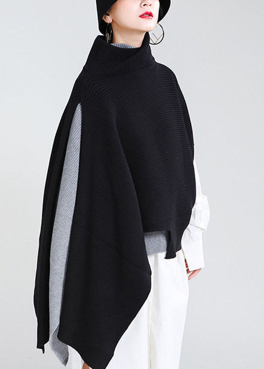 DIY Schwarzer lockerer Rollkragenpullover für den Herbst