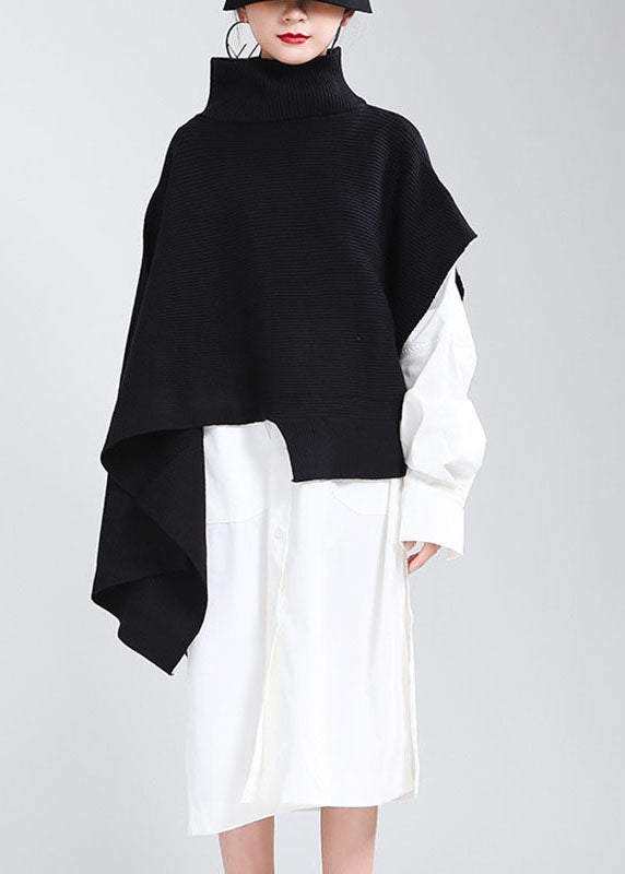 DIY Schwarzer lockerer Rollkragenpullover für den Herbst