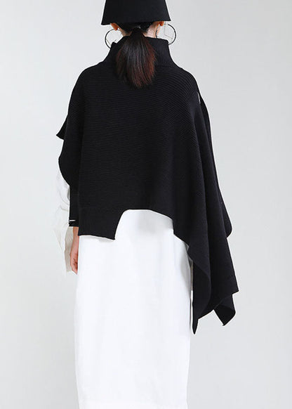 DIY Schwarzer lockerer Rollkragenpullover für den Herbst