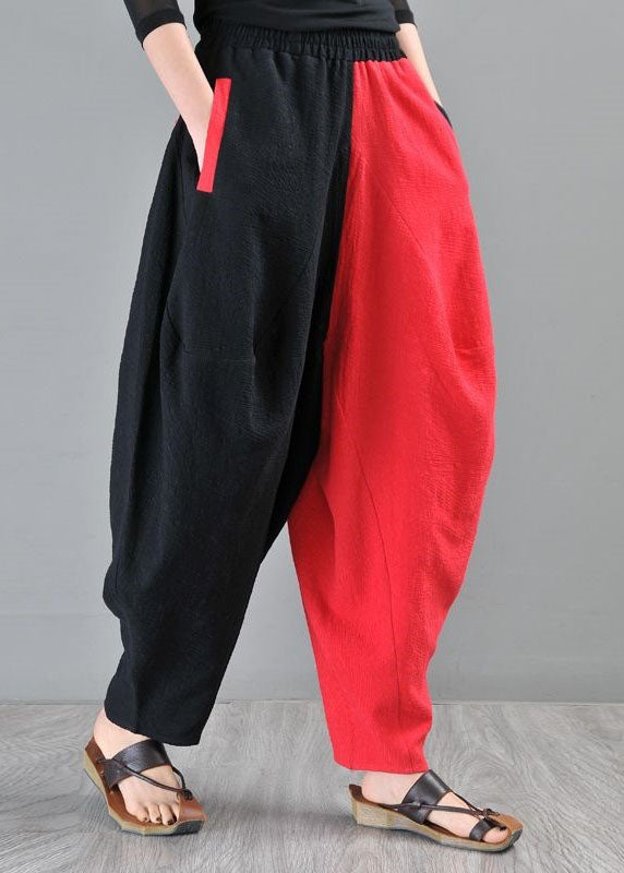 DIY Schwarze Patchwork Rote Laterne Hose Winter