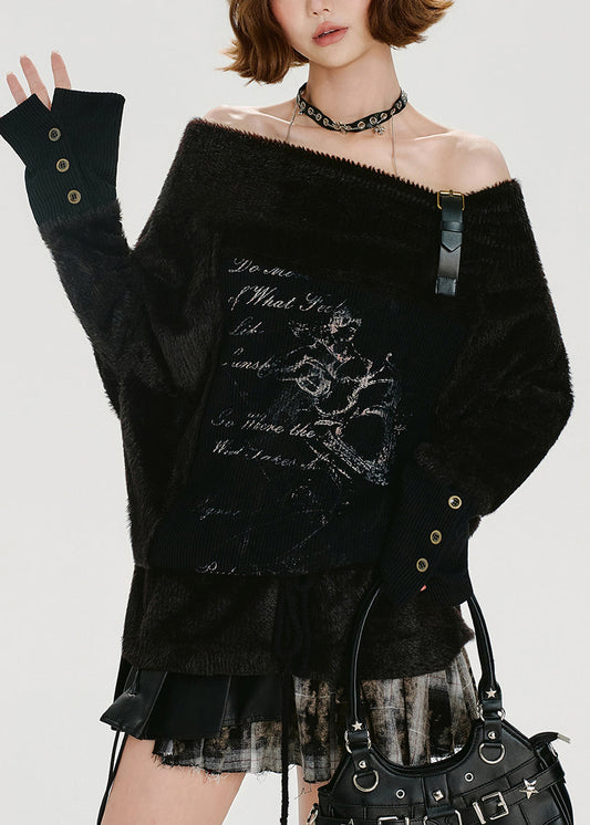 Camisas de punto con cuello halter y hombros descubiertos para invierno, hechas a mano