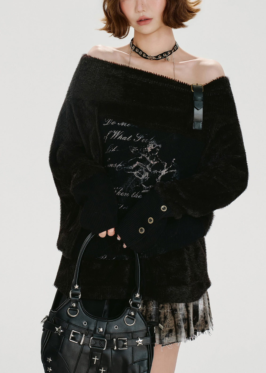 Camisas de punto con cuello halter y hombros descubiertos para invierno, hechas a mano