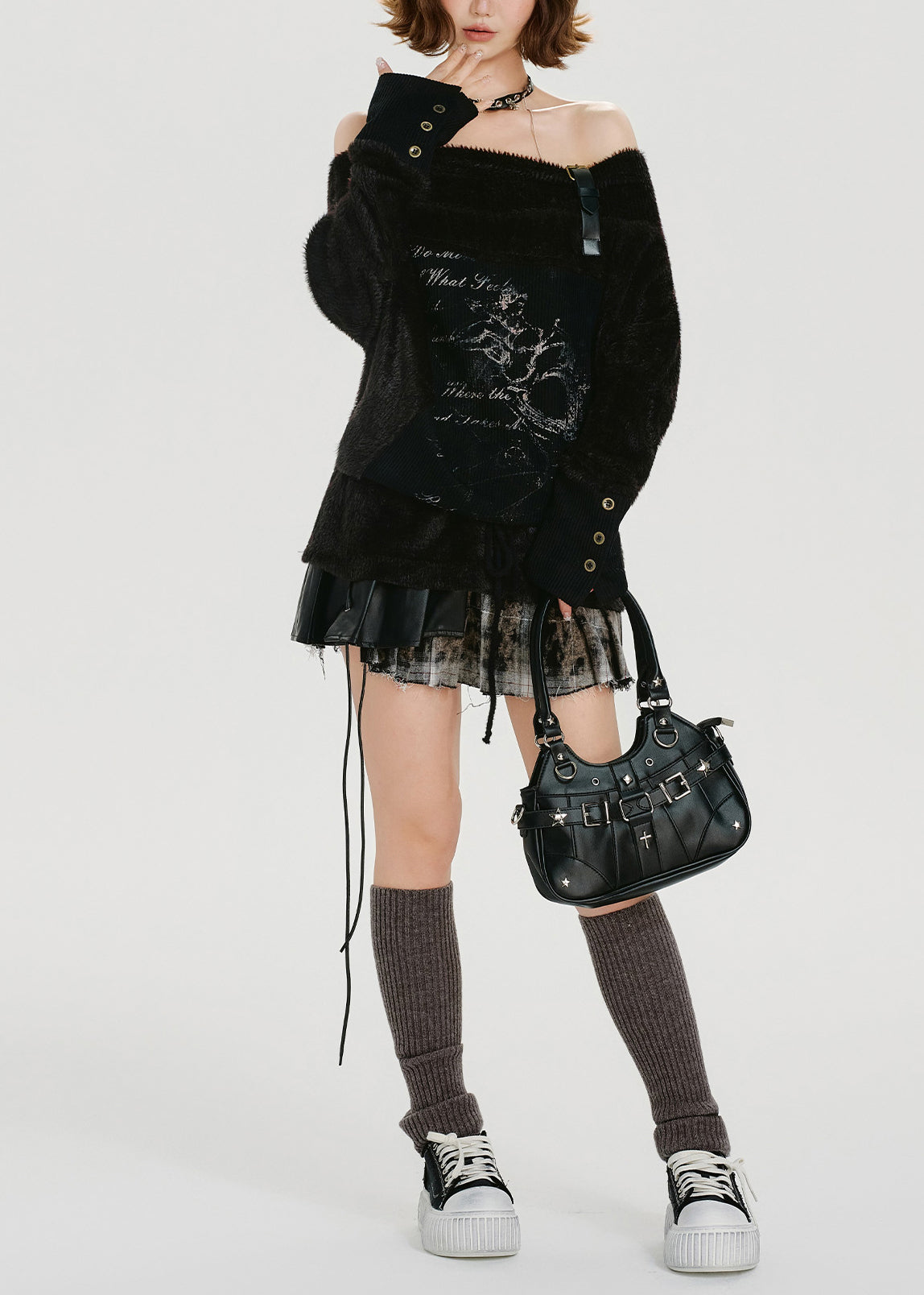 Camisas de punto con cuello halter y hombros descubiertos para invierno, hechas a mano