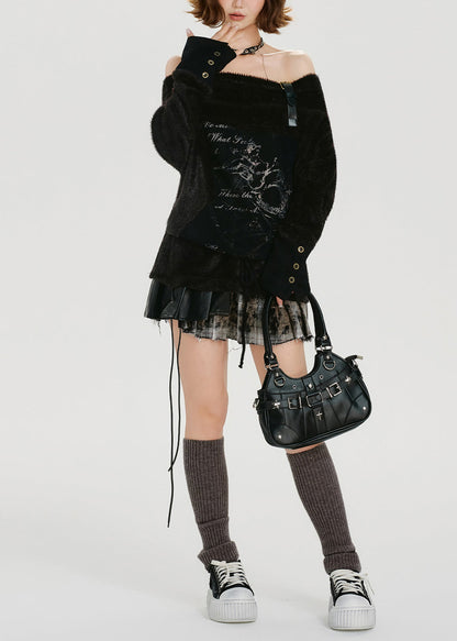 Camisas de punto con cuello halter y hombros descubiertos para invierno, hechas a mano