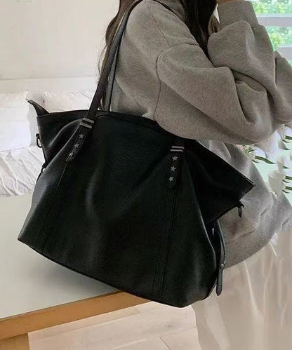 DIY Black Star Large Capacity Faux Leather Women Handbag