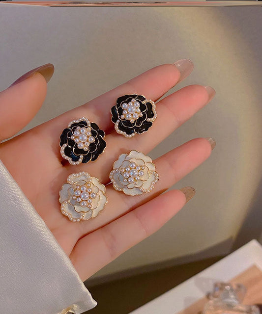 DIY Schwarze Sterling Silber Legierung Perle Öl Tropfen Ohrstecker