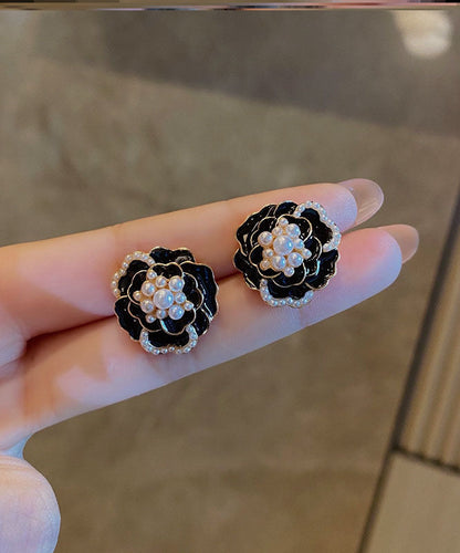 DIY Schwarze Sterling Silber Legierung Perle Öl Tropfen Ohrstecker