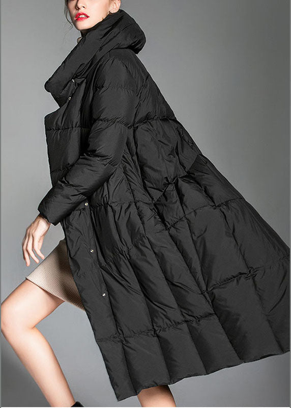 DIY Schwarz Rollkragen Knopf asymmetrische Mode Winter Ente Daunenmantel