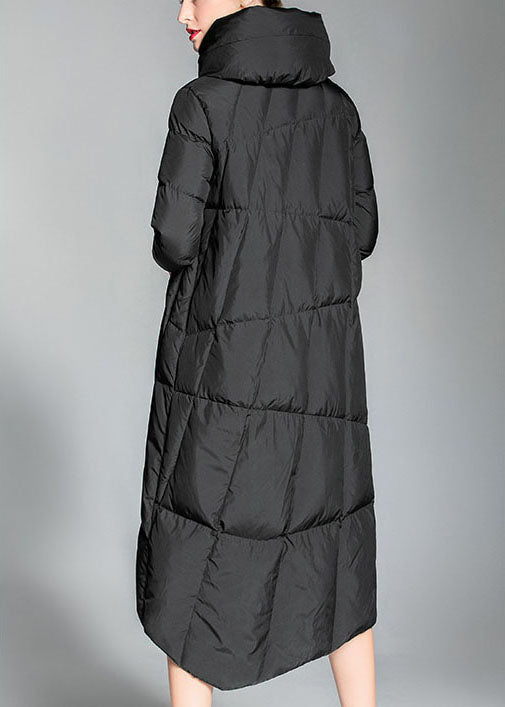 DIY Schwarz Rollkragen Knopf asymmetrische Mode Winter Ente Daunenmantel