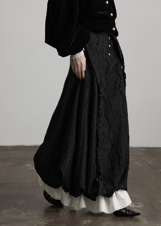 DIY Schwarzer Patchwork-Baumwollrock zum Selbermachen Frühling