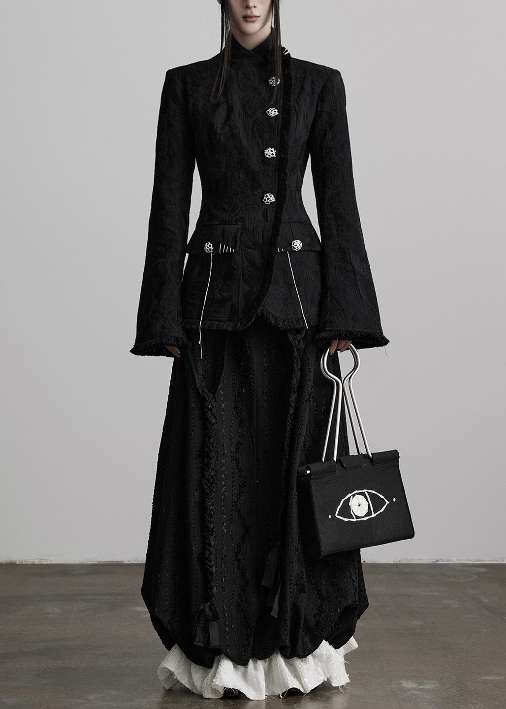 DIY Black Weave Patchwork Cotton Skirt Spring