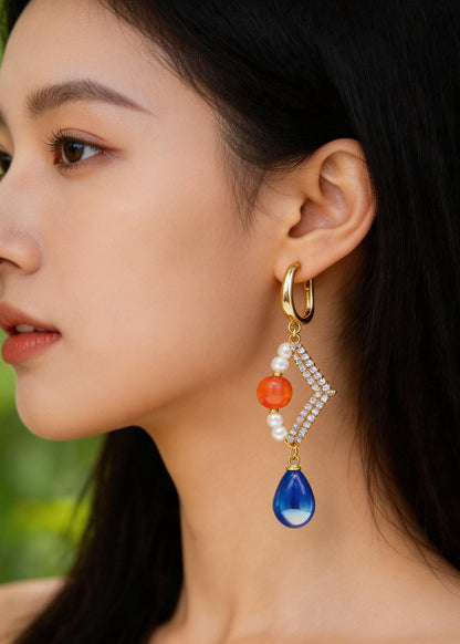 DIY Blue Acrylic Original Design Drop Earrings