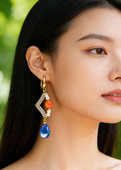 DIY Blue Acrylic Original Design Drop Earrings
