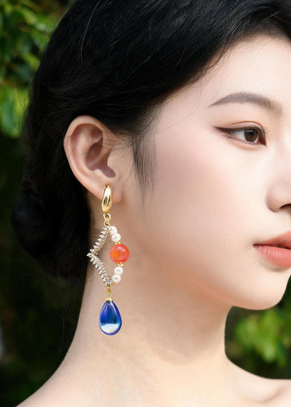 DIY Blue Acrylic Original Design Drop Earrings
