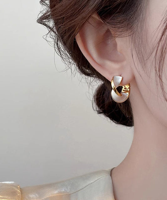 DIY Blue Copper Overgild Wave Hoop Earrings