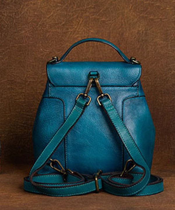 DIY Blaue orientalische Gemälde Kalbsleder Rucksack Tasche