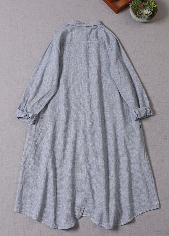 DIY Blau Peter Pan Kragen Knopf Baumwolle Urlaub Kleider Langarm