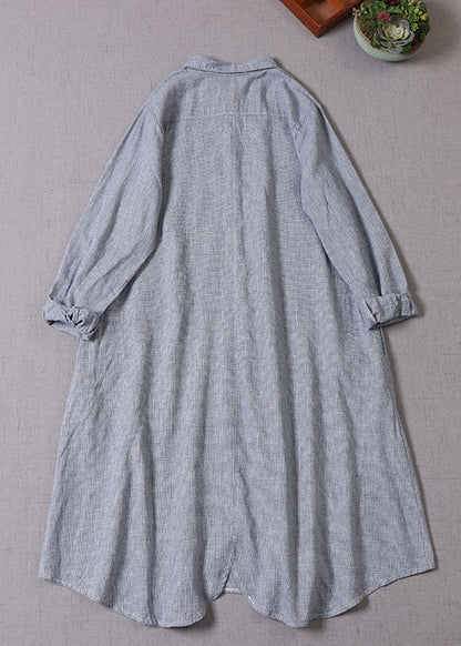 DIY Blau Peter Pan Kragen Knopf Baumwolle Urlaub Kleider Langarm