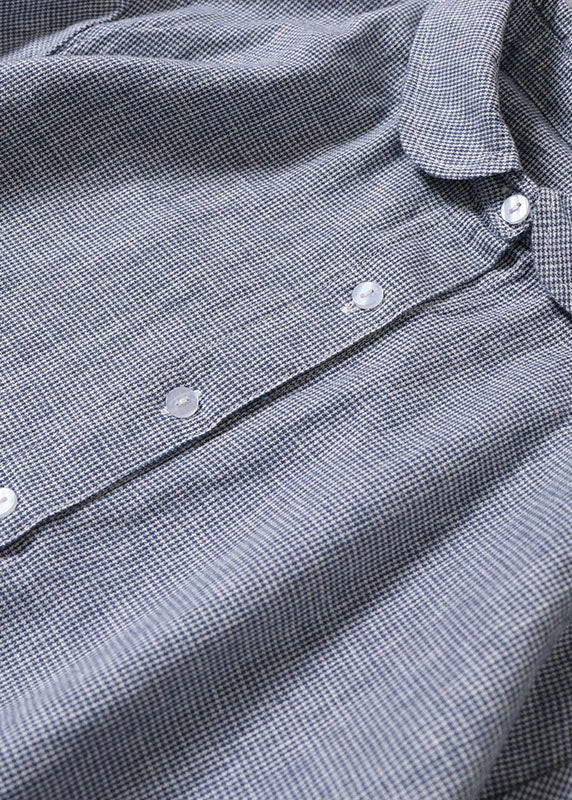 DIY Blau Peter Pan Kragen Knopf Baumwolle Urlaub Kleider Langarm