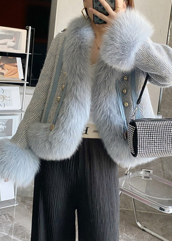 DIY Blauer Stehkragen Leder und Kunstpelzmantel Winter