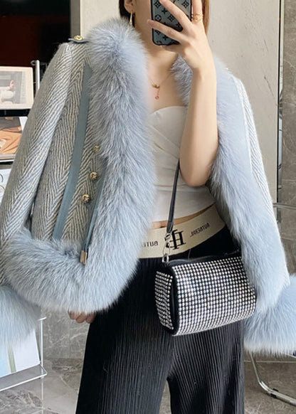 DIY Blauer Stehkragen Leder und Kunstpelzmantel Winter