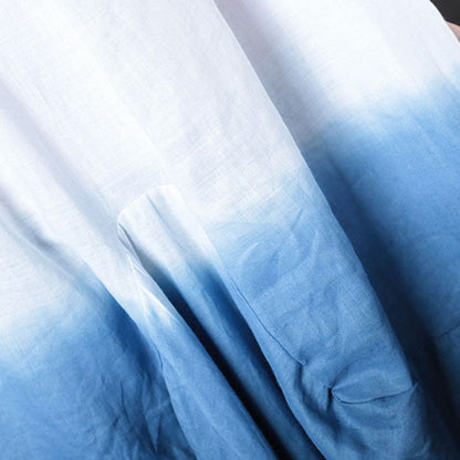 DIY Blau Weiß Retro Lose Farbverlauf farbe Herbst Asymmetrische design 2 Stück Outfit Langarm