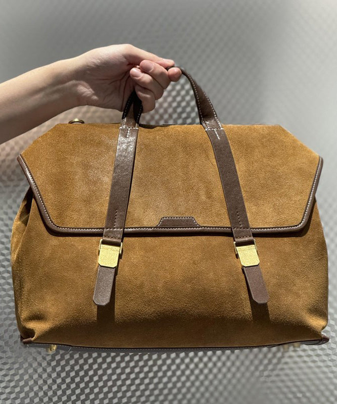 DIY Brown Large Capacity Patchwork Suede Versatile Backpack Bag