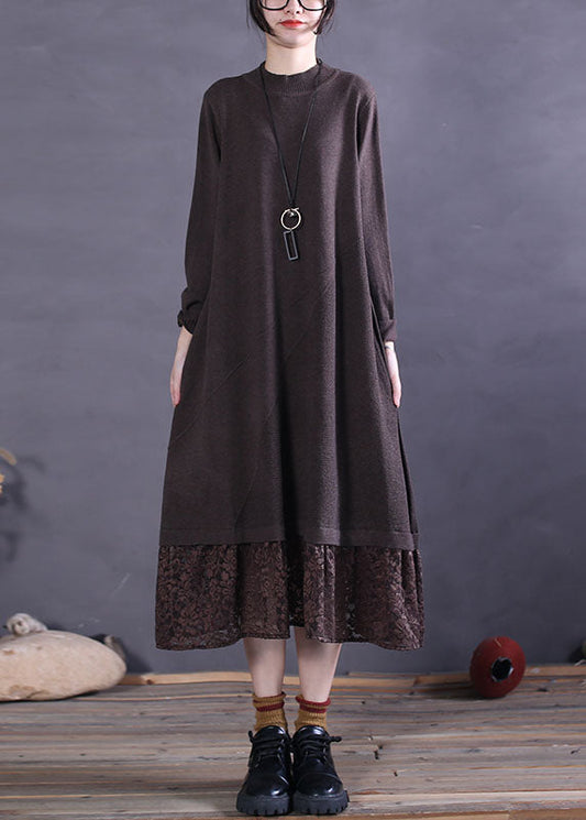 DIY Schokoladenspitze Patchwork Strick Maxikleider Frühling