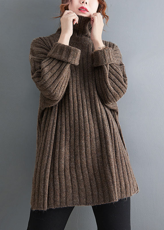 DIY Schokoladenrollkragen dicker Strickpullover Winter