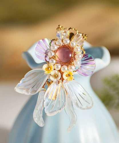 Horquilla de pez dorado con perla acrílica en bloques de colores DIY