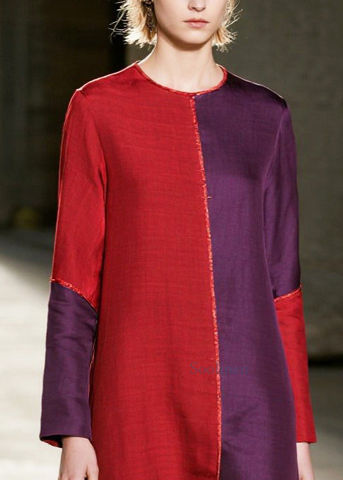 Vestidos largos de algodón con patchwork asimétrico y bloques de color para primavera