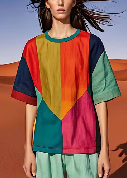 DIY Colorblock Oversize Patchwork Baumwolltop Sommer