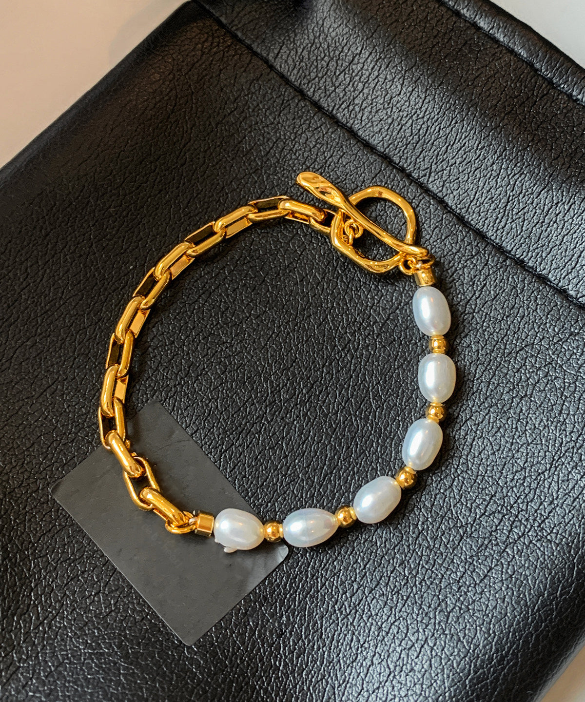 DIY Copper Overgild Pearl Patchwork Hollow Out Charm Bracelet
