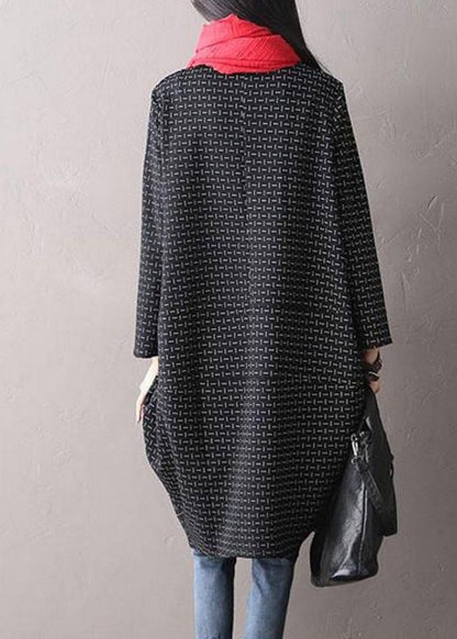 DIY Baumwollkleidung feines schwarzes Baumwollkleid mit Rundhalsausschnitt