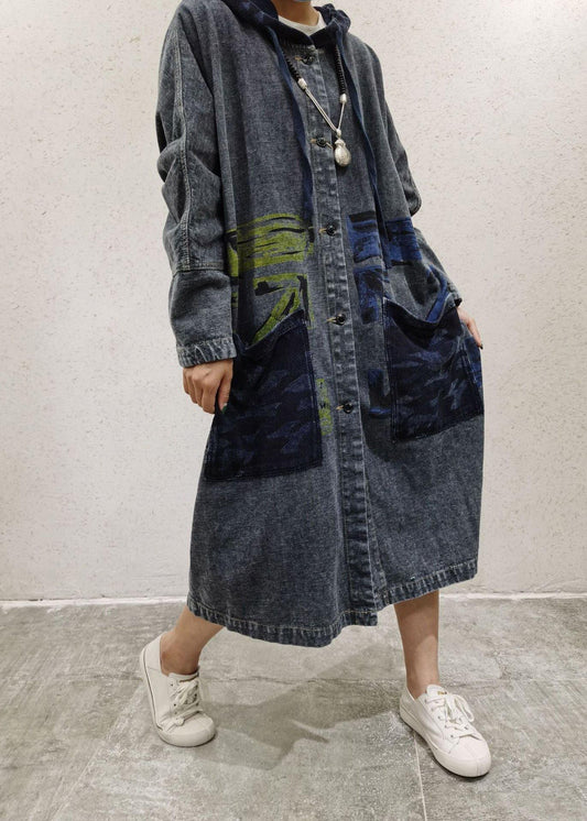 DIY Dark Gray Baggy Hooded Coat - SooLinen