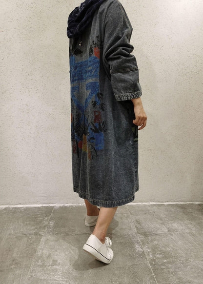 DIY Dark Gray Baggy Hooded Coat - SooLinen