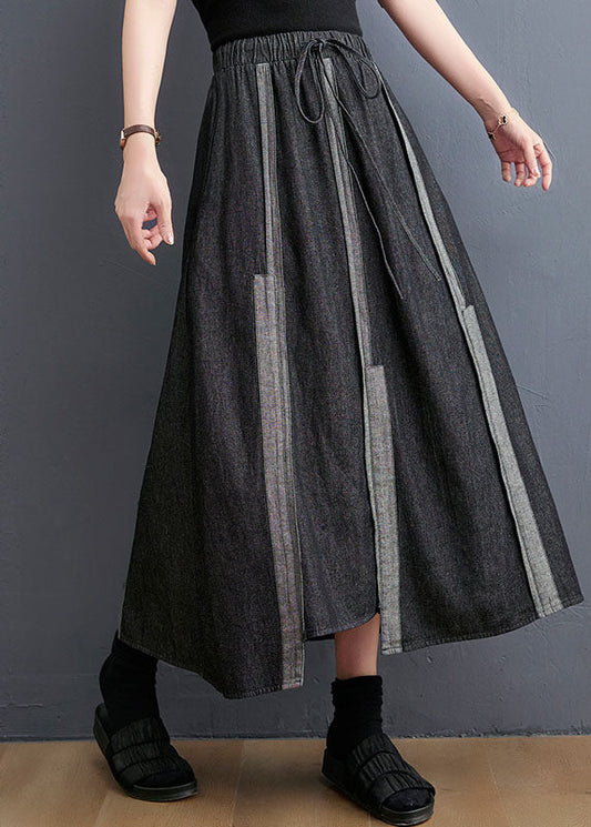 DIY Dunkelgrauer Asymmetrischer Rock mit Bindegürtel