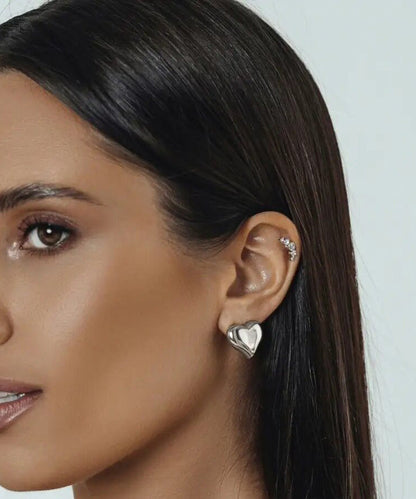 DIY Gold Copper Alloy Heart-Shaped Stud Earring