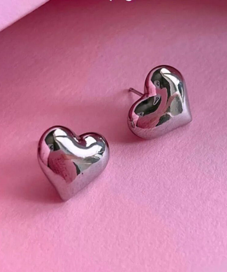 DIY Gold Copper Alloy Heart-Shaped Stud Earring