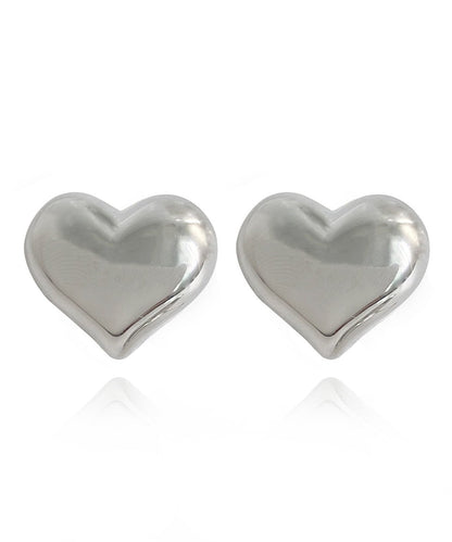 DIY Gold Copper Alloy Heart-Shaped Stud Earring