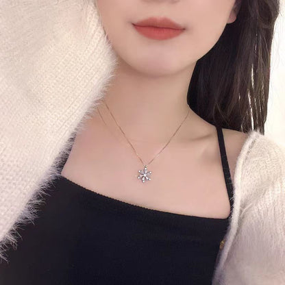 Collar con colgante de copo de nieve dorado en plata de ley DIY