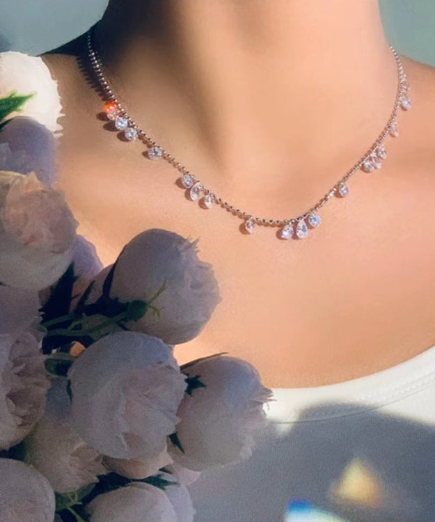 Collar de borlas de circonitas en plata de ley y oro DIY