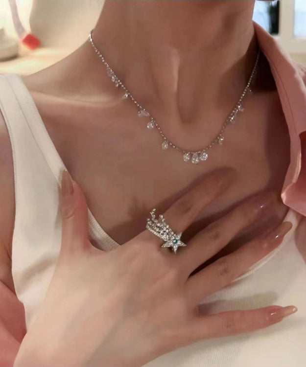 Collar de borlas de circonitas en plata de ley y oro DIY